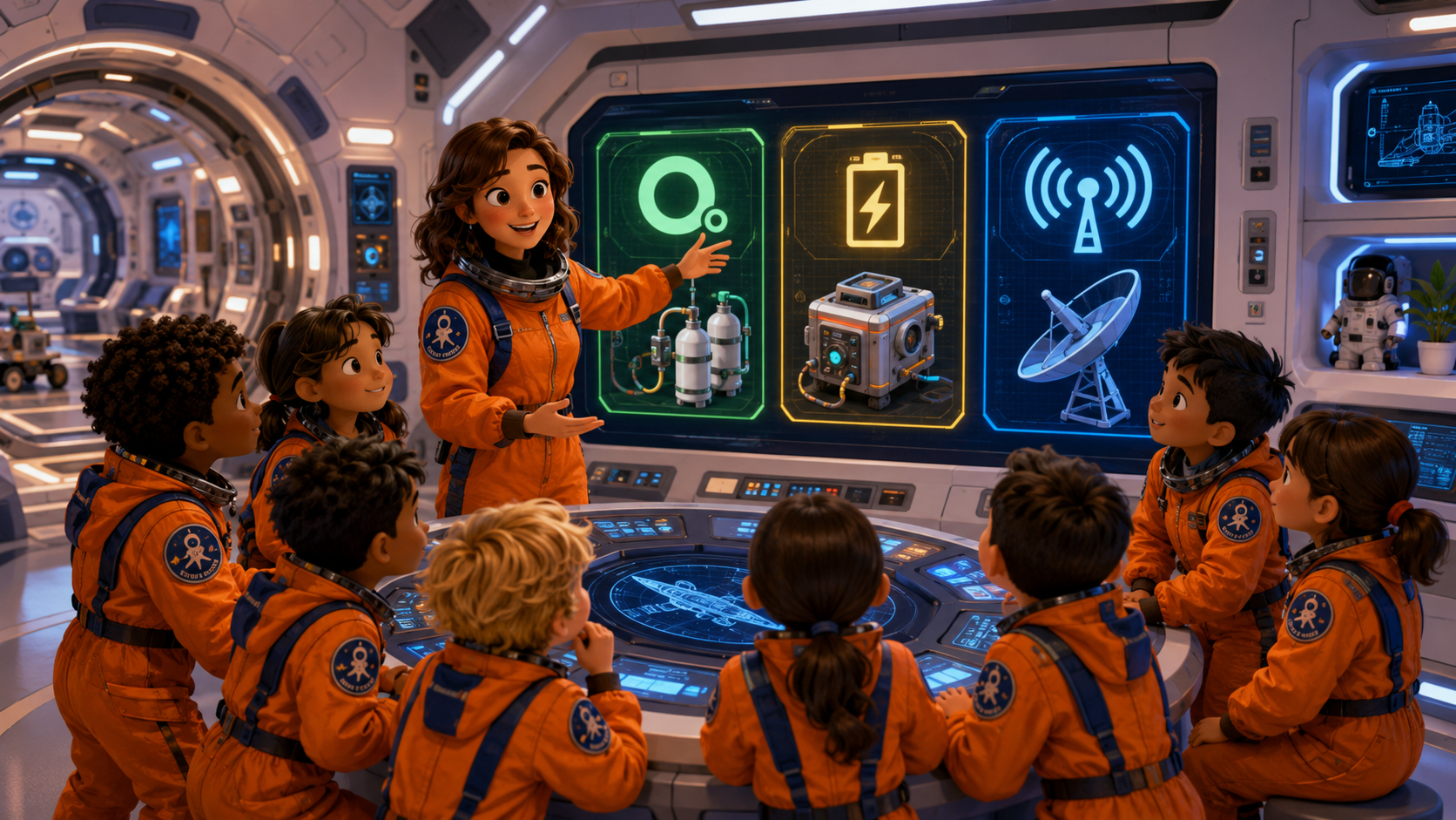 CEC Space Camp students learning oxygen, power, and communication systems