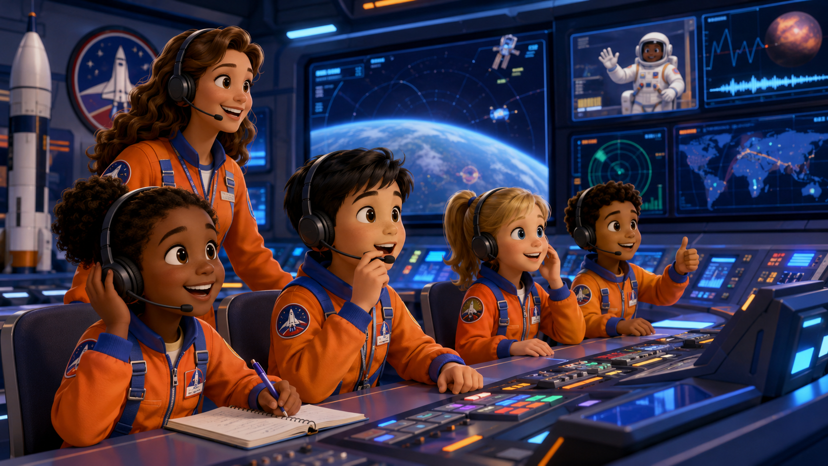CEC Space Camp students practicing Mission Control communication