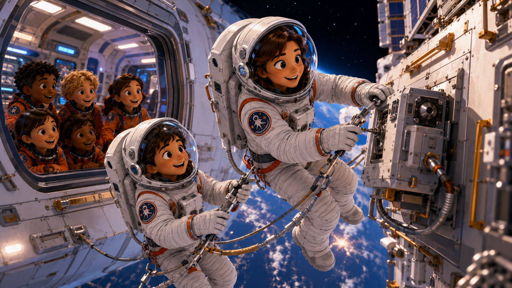 CEC Space Camp students learning EVA tools and outside task training